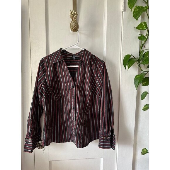Alfani Women’s size 12 striped button down top - Picture 1 of 6